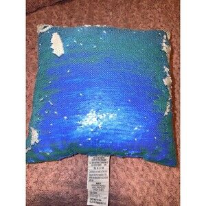 Mermaid 16x16 Inch Color Changing Sequins Blue White Throw Pillow Sparkle